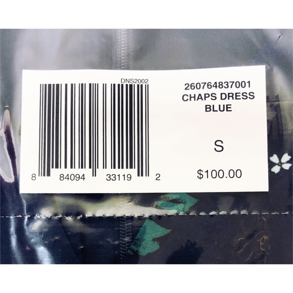 Chaps Womens Navy Blue Floral Long Sleeve Jersey Faux Wrap Sheath Dress Sz S New - Picture 6 of 8